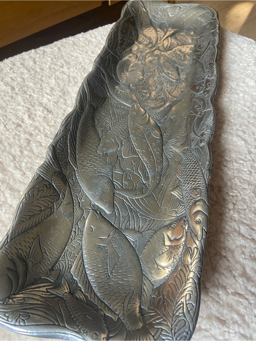 Decorative Fish Relief Arthur Court aluminum tray